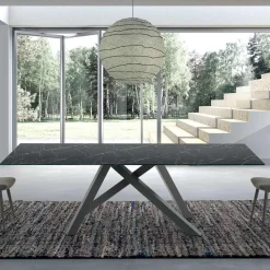 Tavolo Moderno Rettangolare in Ceramica e Acciaio Made in Italy – Settimmio