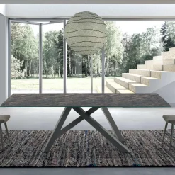Tavolo Moderno Rettangolare in Ceramica e Acciaio Made in Italy – Settimmio