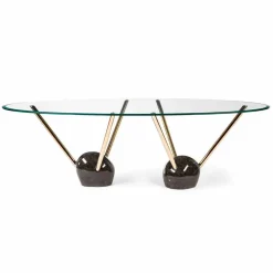 Tavolo ovale di design con piano in vetro 100% Made in Italy Zoe