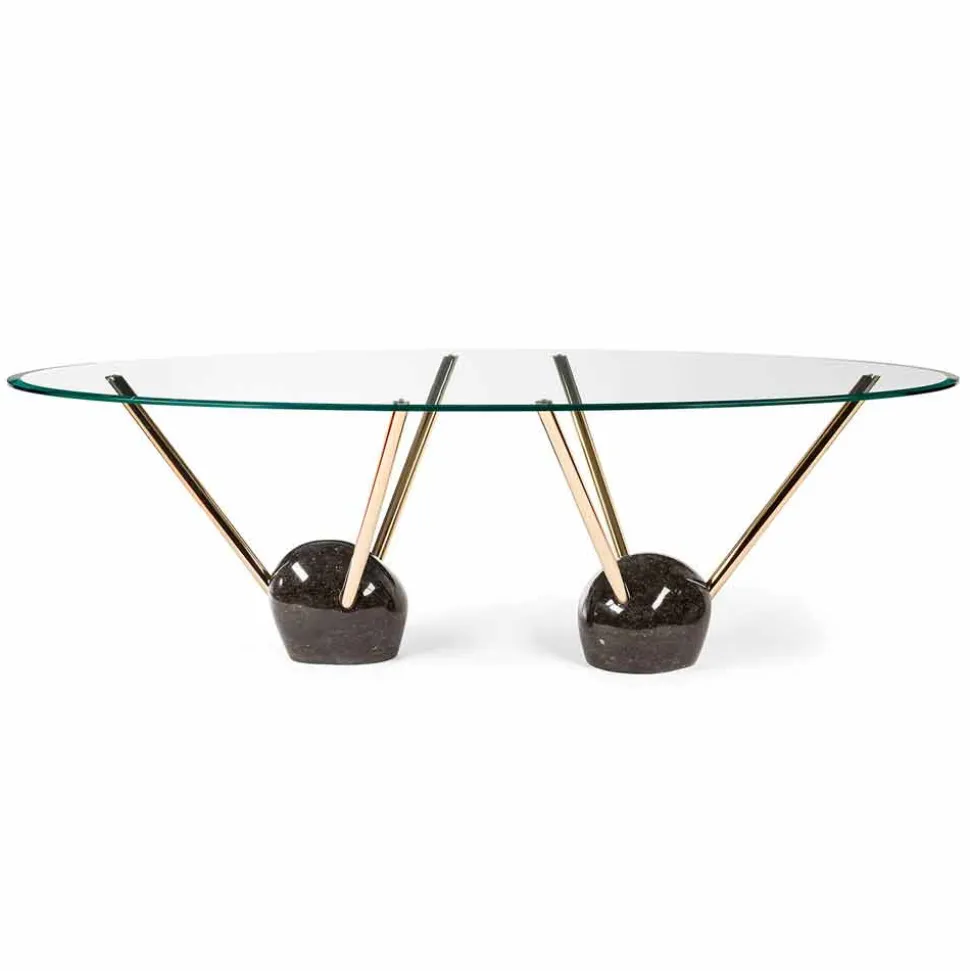 Tavolo ovale di design con piano in vetro 100% Made in Italy Zoe