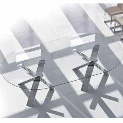 Tavolo ovale di design in cristallo 280x120cm made in Italy Tree