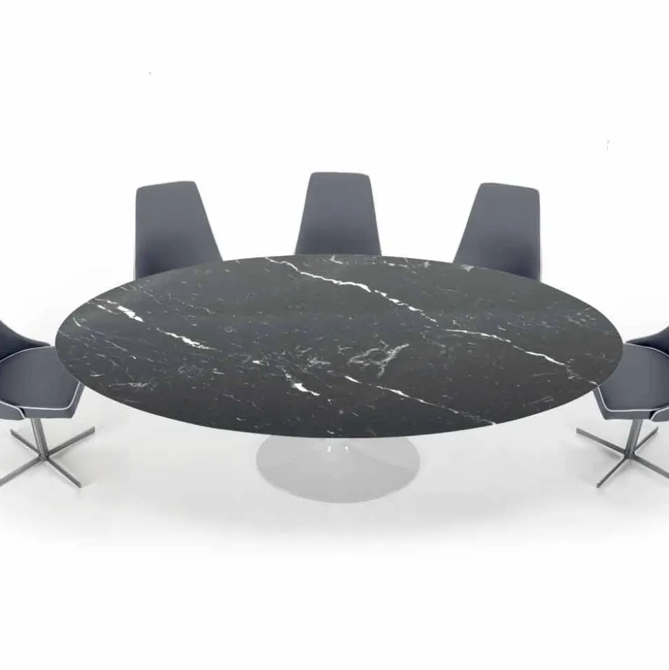 Tavolo Ovale Moderno in Marmo Carrara o Nero Marquinia Made in Italy – Dollars