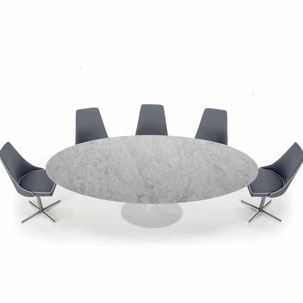 Tavolo Ovale Moderno in Marmo Carrara o Nero Marquinia Made in Italy – Dollars