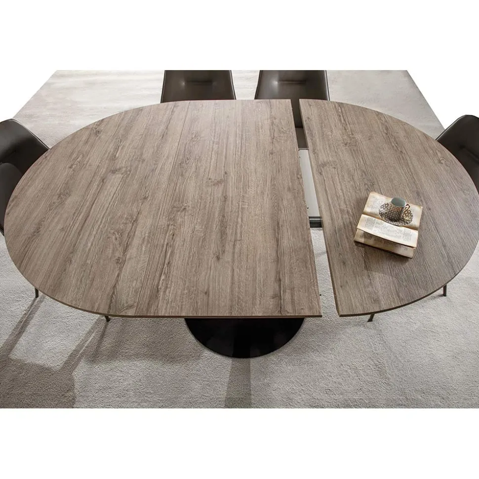 Tavolo per Sala da Pranzo con Piano Rotondo Allungabile Fino a 170 cm - Moreno