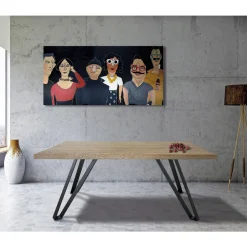 Tavolo Placcato in Rovere Nodato Massellato e Metallo Made in Italy - Luanda