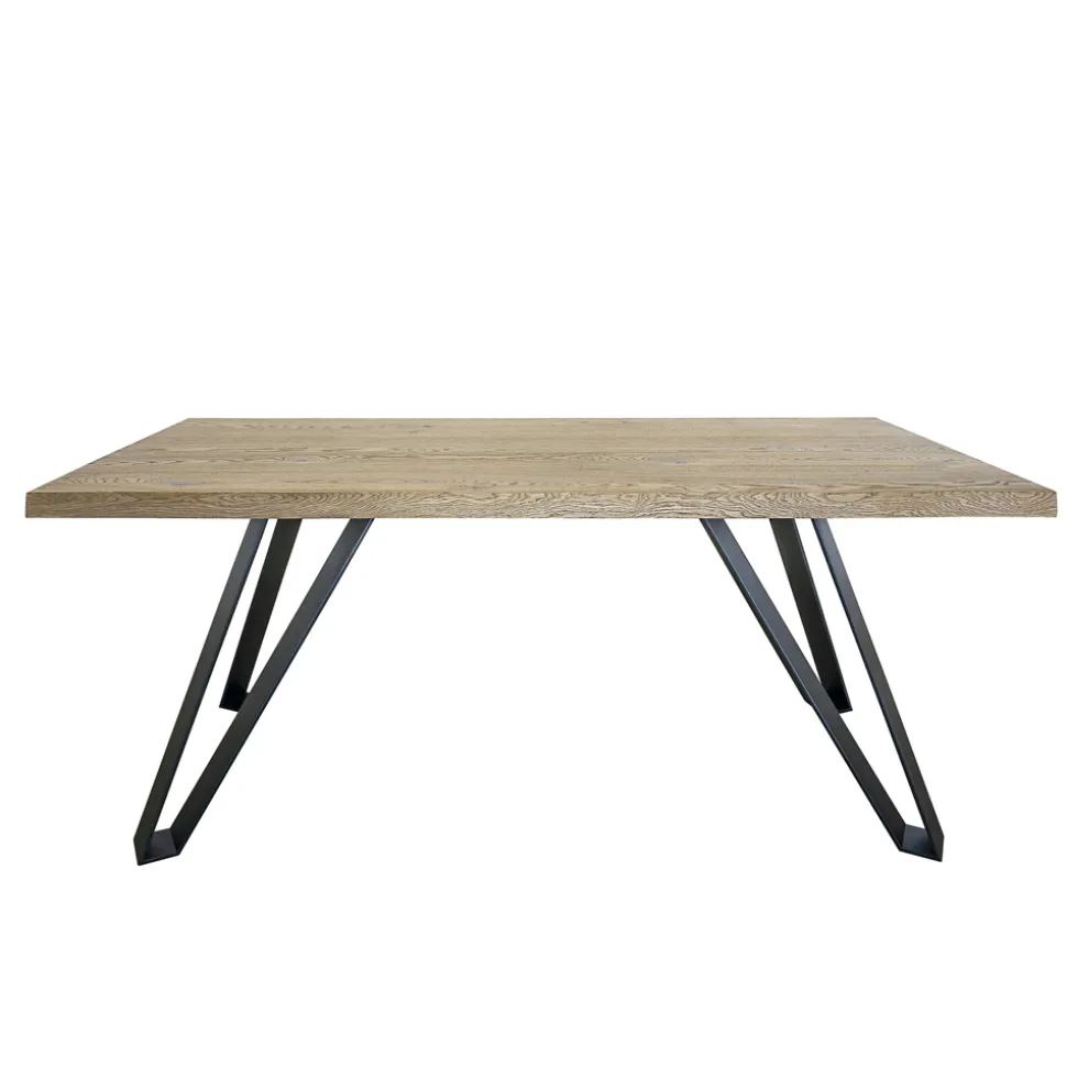 Tavolo Placcato in Rovere Nodato Massellato e Metallo Made in Italy - Luanda