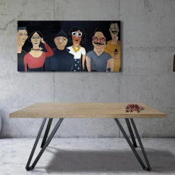 Tavolo Placcato in Rovere Nodato Massellato e Metallo Made in Italy - Luanda