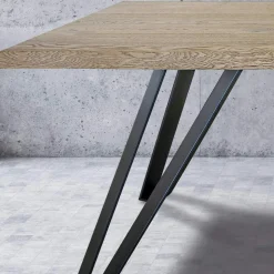Tavolo Placcato in Rovere Nodato Massellato e Metallo Made in Italy - Luanda