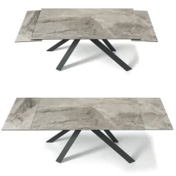 Tavolo Pranzo Allungabile a 240 cm Effetto Marmo e Struttura Metallo - Yvan