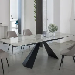 Tavolo Pranzo Allungabile Fino 270 cm con Piano Vetro Ceramica - Trasimeno