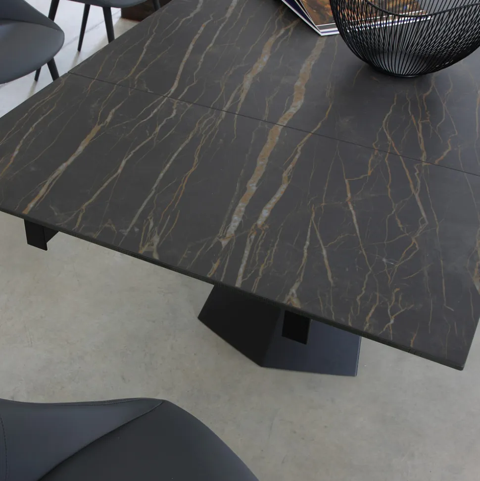 Tavolo Pranzo Allungabile Fino 270 cm con Piano Vetro Ceramica - Trasimeno