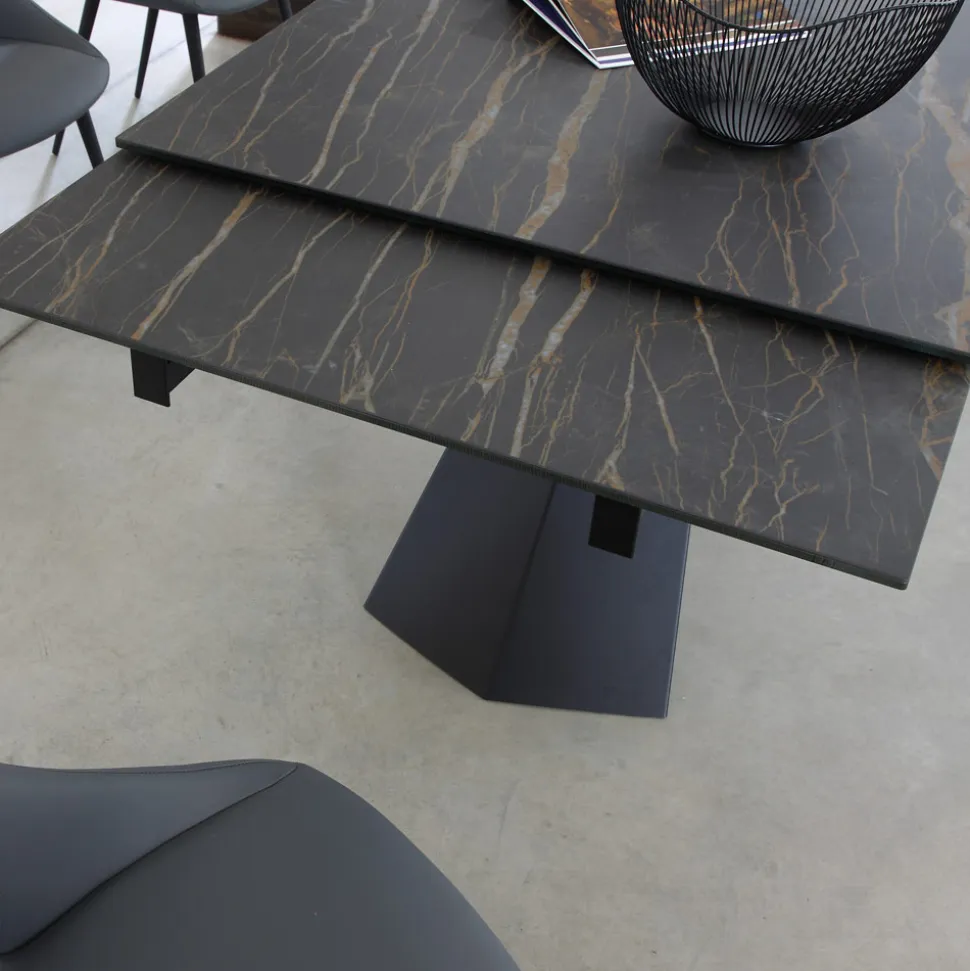 Tavolo Pranzo Allungabile Fino 270 cm con Piano Vetro Ceramica - Trasimeno