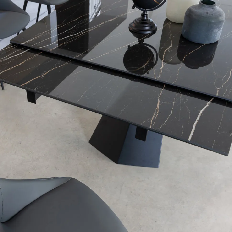 Tavolo Pranzo Allungabile Fino 270 cm con Piano Vetro Ceramica - Trasimeno