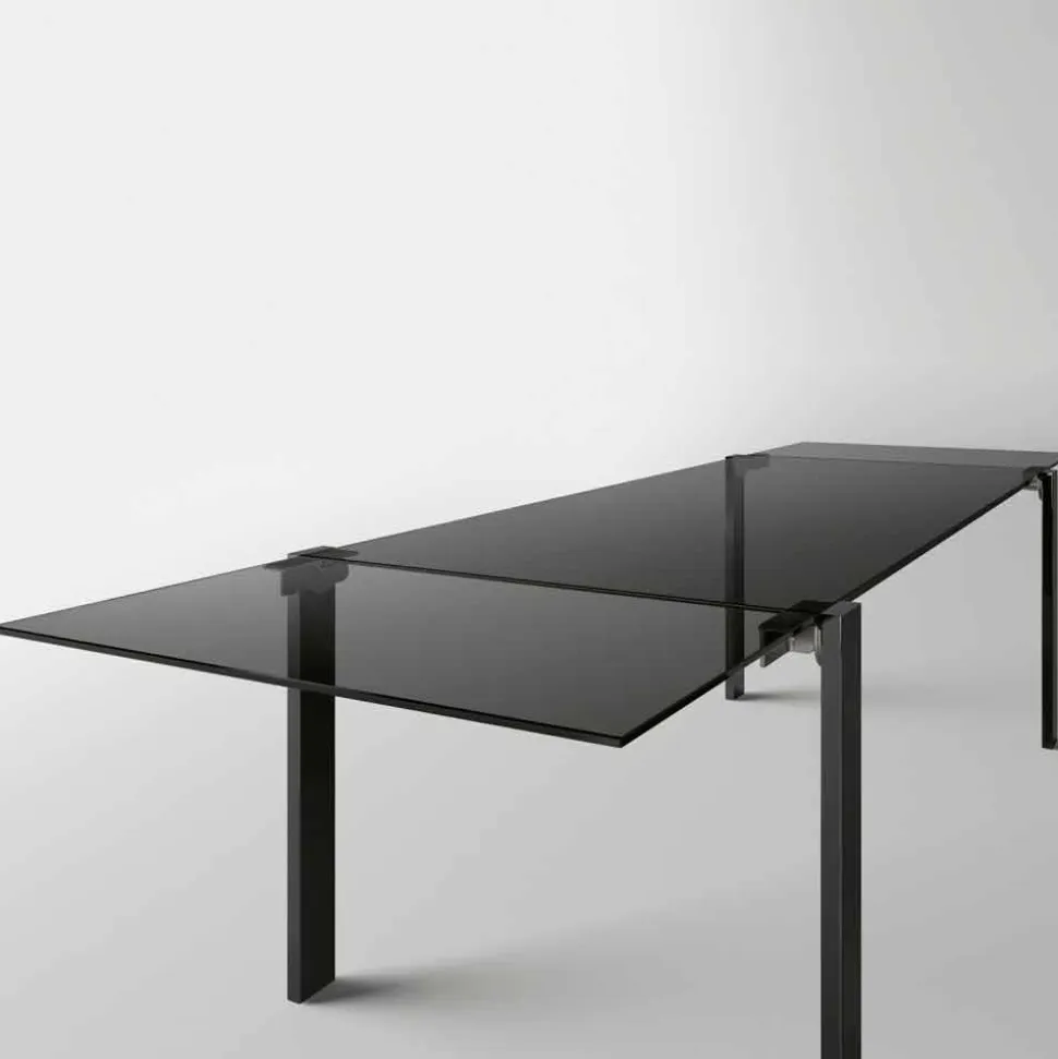 Tavolo Pranzo Allungabile Fino a 280 cm con Piano in Vetro Made in Italy - Melo