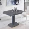 Tavolo pranzo allungabile in vetro e similpelle, L120/180xP90cm, Lelia