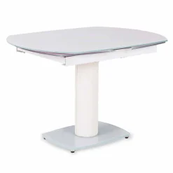 Tavolo pranzo allungabile in vetro e similpelle, L120/180xP90cm, Lelia