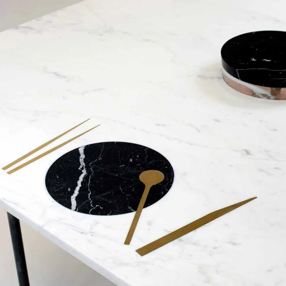 Tavolo Pranzo Quadrato con Vaso e Intarsio in Marmo 140 cm di Lusso - Vesuvio