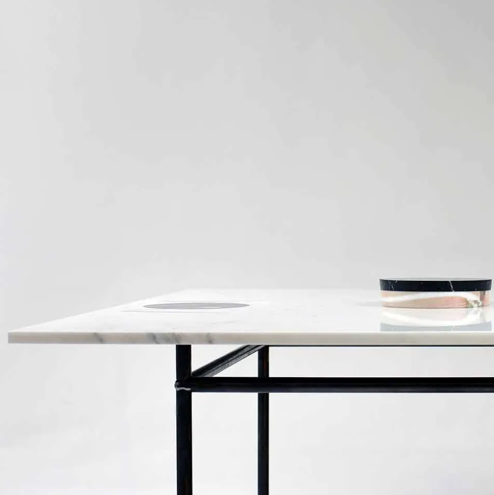 Tavolo Pranzo Quadrato con Vaso e Intarsio in Marmo 140 cm di Lusso - Vesuvio