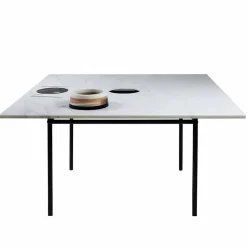 Tavolo Pranzo Quadrato con Vaso e Intarsio in Marmo 140 cm di Lusso - Vesuvio