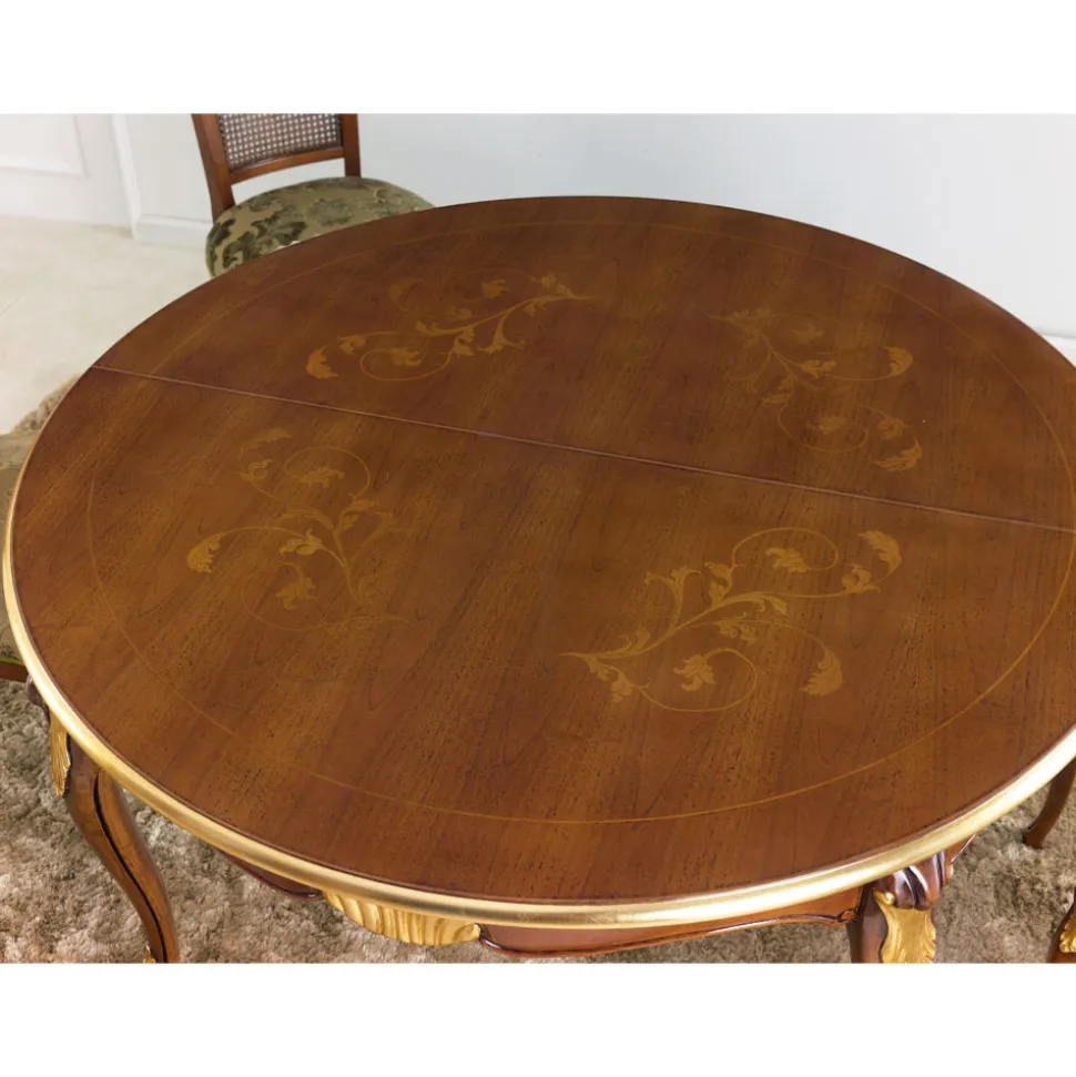 Tavolo Pranzo Rotondo Allungabile 240 cm in Legno Made in Italy - Baroque