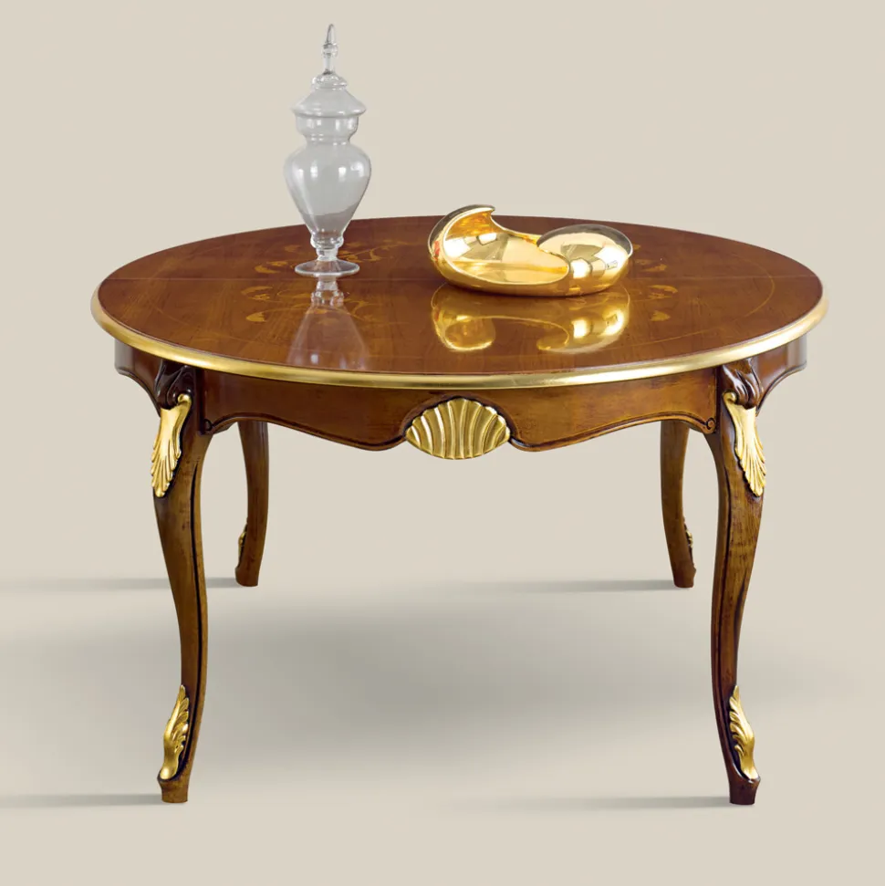 Tavolo Pranzo Rotondo Allungabile 240 cm in Legno Made in Italy - Baroque
