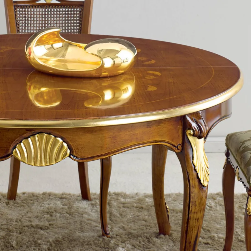 Tavolo Pranzo Rotondo Allungabile 240 cm in Legno Made in Italy - Baroque