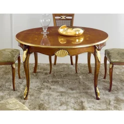 Tavolo Pranzo Rotondo Allungabile 240 cm in Legno Made in Italy - Baroque