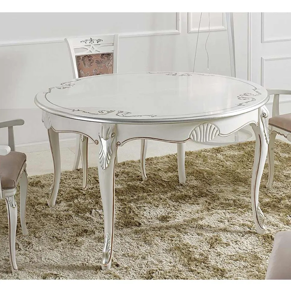 Tavolo Pranzo Rotondo Allungabile 240 cm in Legno Made in Italy - Baroque