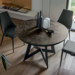 Tavolo Pranzo Rotondo con Piano Allungabile a 180 cm Made in Italy - Muschio