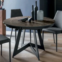 Tavolo Pranzo Tondo Allungabile a 270 cm in Ceramica Made in Italy - Muschio