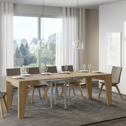 Tavolo Quadrato Allungabile a 246 cm in Legno Made in Italy - Fiore