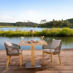 Tavolo Quadrato da Esterno in Teak e Metallo - Marie