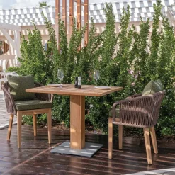 Tavolo Quadrato da Esterno in Teak e Metallo - Marie