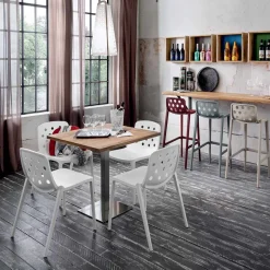 Tavolo Quadrato in HPL Metallo Inox Satinato Made in Italy - Lente