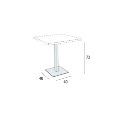Tavolo Quadrato in HPL Metallo Inox Satinato Made in Italy - Lente