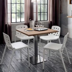 Tavolo Quadrato in HPL Metallo Inox Satinato Made in Italy - Lente