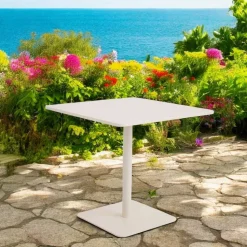 Tavolo Quadrato 80x80 cm da Esterno Realizzato in Alluminio Beige - Alfresco