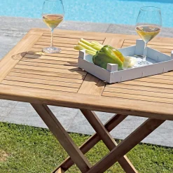Tavolo Quadrato 80x80 cm da Giardino Realizzato in Teak - Amico
