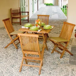 Tavolo Quadrato 80x80 cm da Giardino Realizzato in Teak - Amico