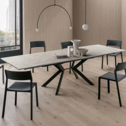 Tavolo Rettangolare Allungabile a 240 o 280 cm in HPL e Metallo - Presente