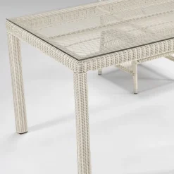 Tavolo Rettangolare da Esterno in Polyrattan e Vetro - Gigi