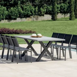 Tavolo Rettangolare da Giardino in Alluminio e Resina Grigia - Nuvia