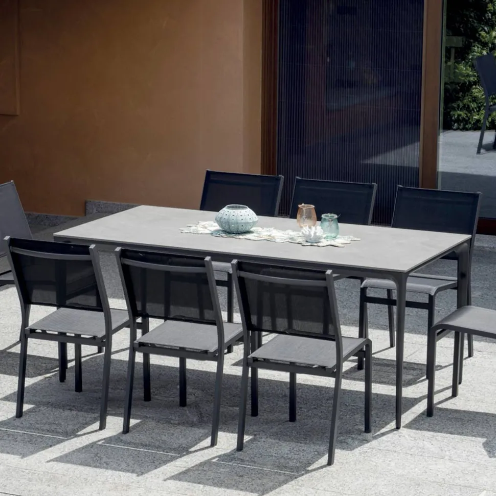 Tavolo Rettangolare da Giardino in Alluminio e Gres - Lunara