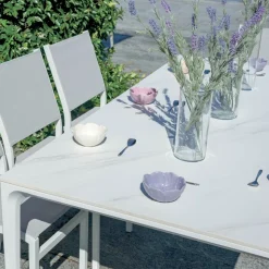 Tavolo Rettangolare da Giardino in Alluminio e Gres - Lunara