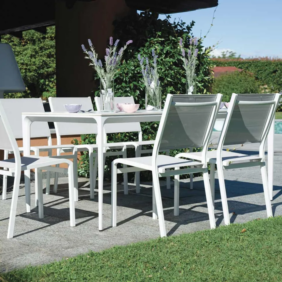 Tavolo Rettangolare da Giardino in Alluminio e Gres - Lunara