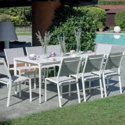 Tavolo Rettangolare da Giardino in Alluminio e Gres - Lunara