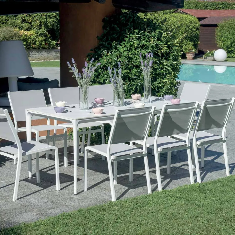 Tavolo Rettangolare da Giardino in Alluminio e Gres - Lunara