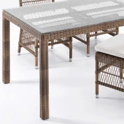 Tavolo Rettangolare da Giardino con 2 Poltroncine e 4 Sedie - Gigi