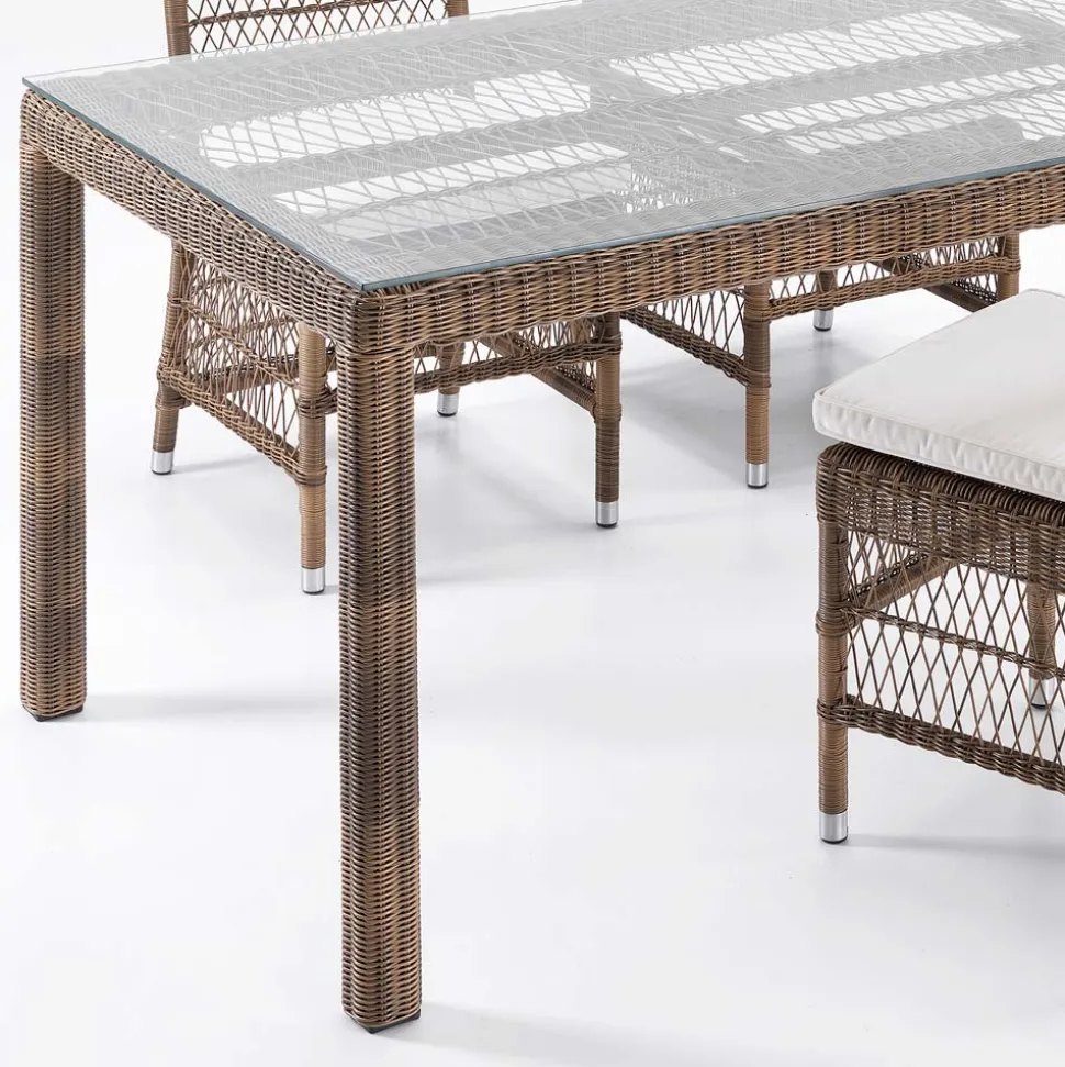 Tavolo Rettangolare da Giardino con 2 Poltroncine e 4 Sedie - Gigi