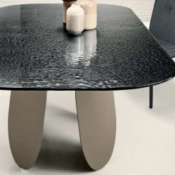 Tavolo Rettangolare in Vetro Martellato Retroargentato Made in Italy - Almo